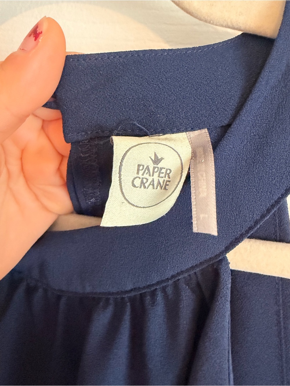 Paper Crane Navy Blue Gathered Dress